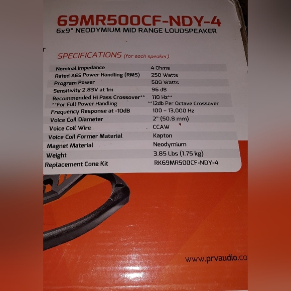 PRV Audio Set 6 x 9" Mid Range Loudspeakers Water Resistant Pair 69MR500 - Picture 8 of 11